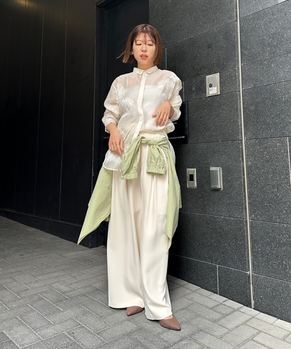 【JETSET SOLO PLUS】ソフトドレープツイルフレアワイドパンツ