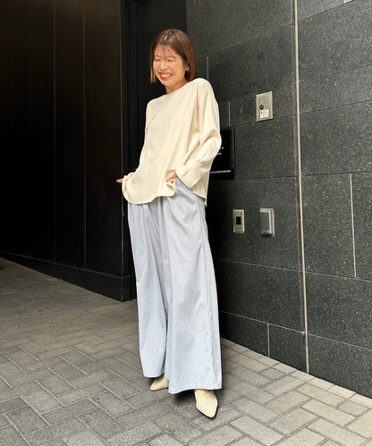 【JETSET SOLO PLUS】ソフトドレープツイル釦スリーブブラウス