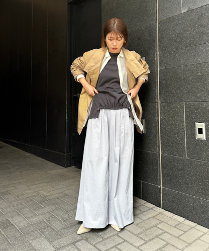 【FONT LAB】シルケットポンチ異素材コンビトップス