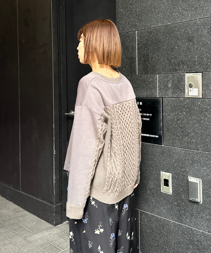 【FONT LAB】ケーブルコンビZIPデザインスウェット