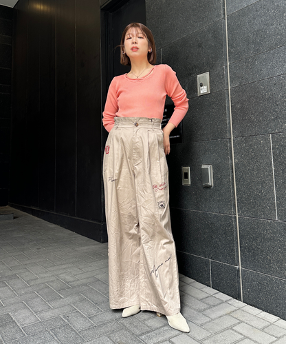 【JETSET SOLO PLUS】ダイヤモンドネックリブニット