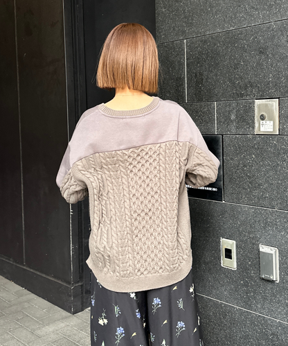 【FONT LAB】ケーブルコンビZIPデザインスウェット