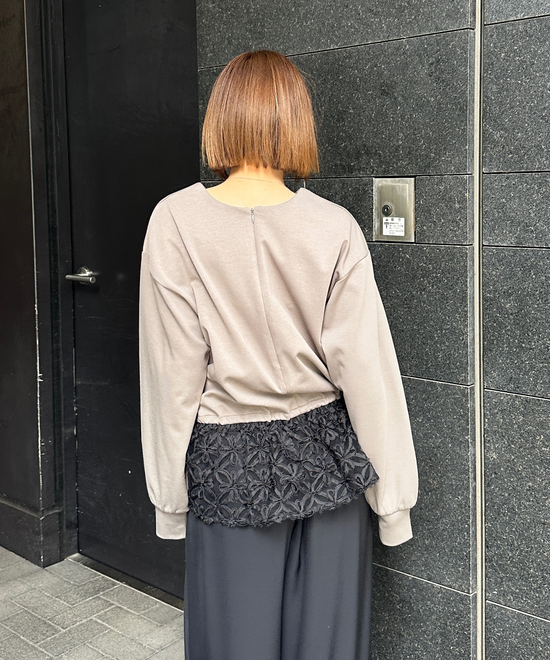 【FONT LAB】チュール刺繍コンビ2WAYトップス