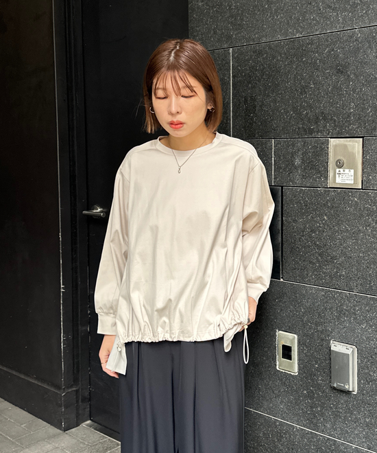 【FONT LAB】シルケットポンチ異素材コンビトップス