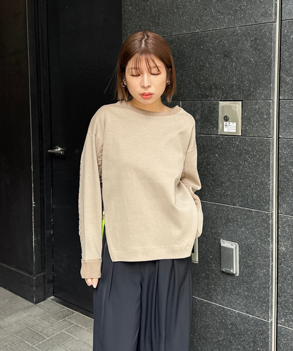 【FONT LAB】ケーブルコンビZIPデザインスウェット