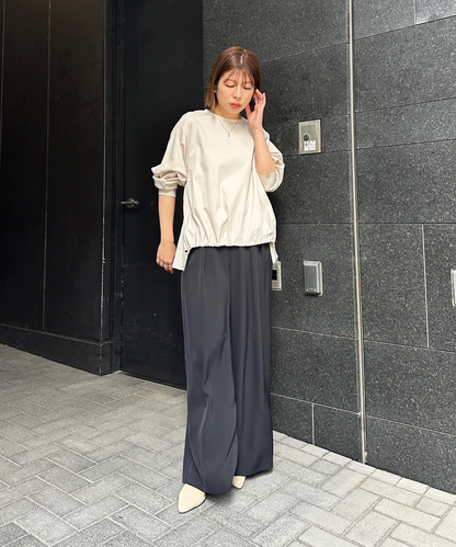 【FONT LAB】シルケットポンチ異素材コンビトップス