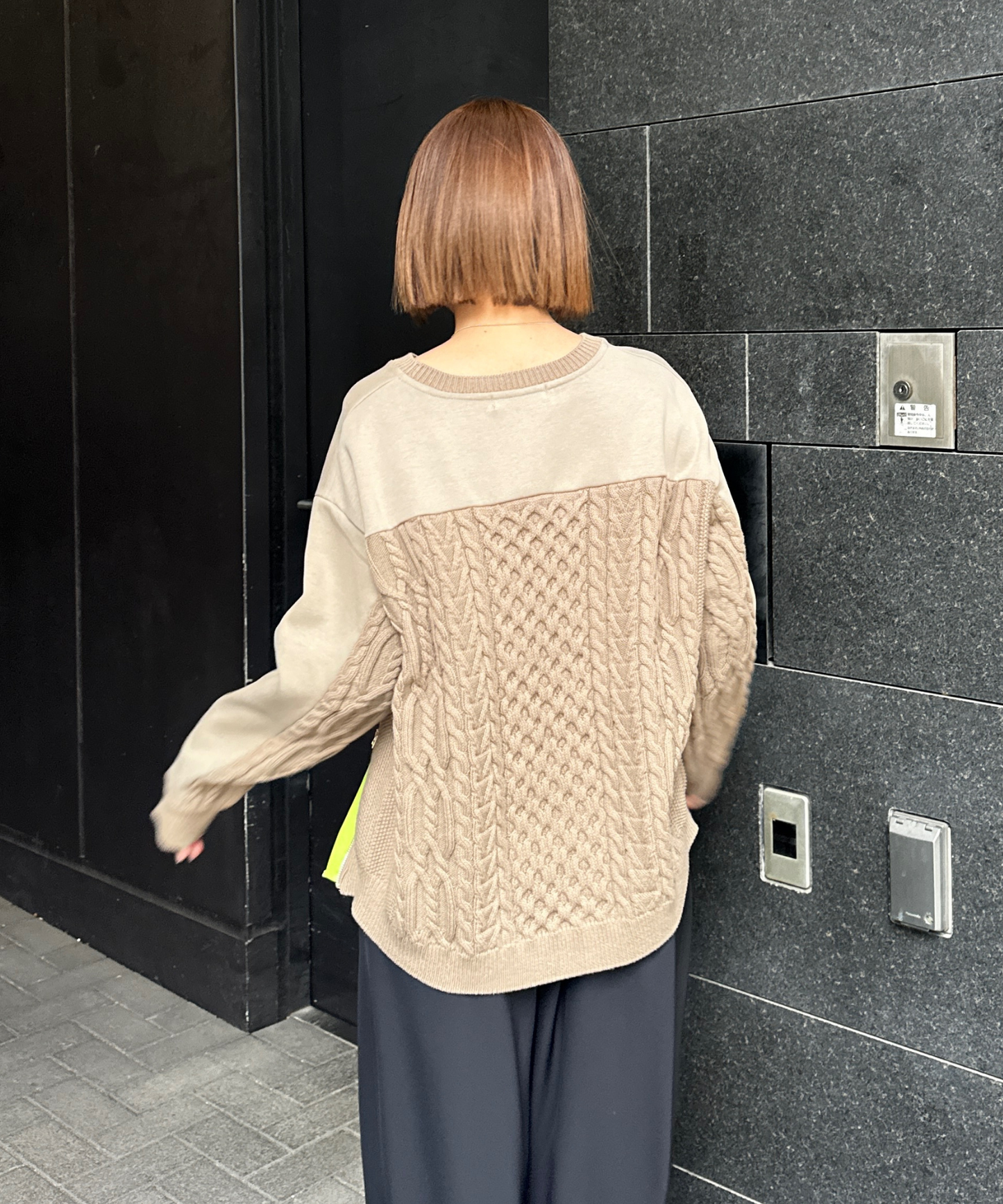 【FONT LAB】ケーブルコンビZIPデザインスウェット