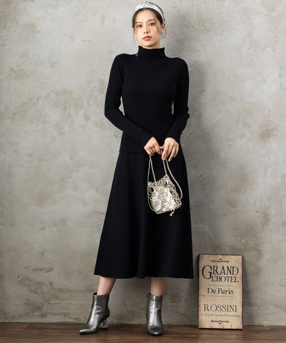 58-5669【FONT LAB】バイカラーボトルネック×ケープアンサンブル