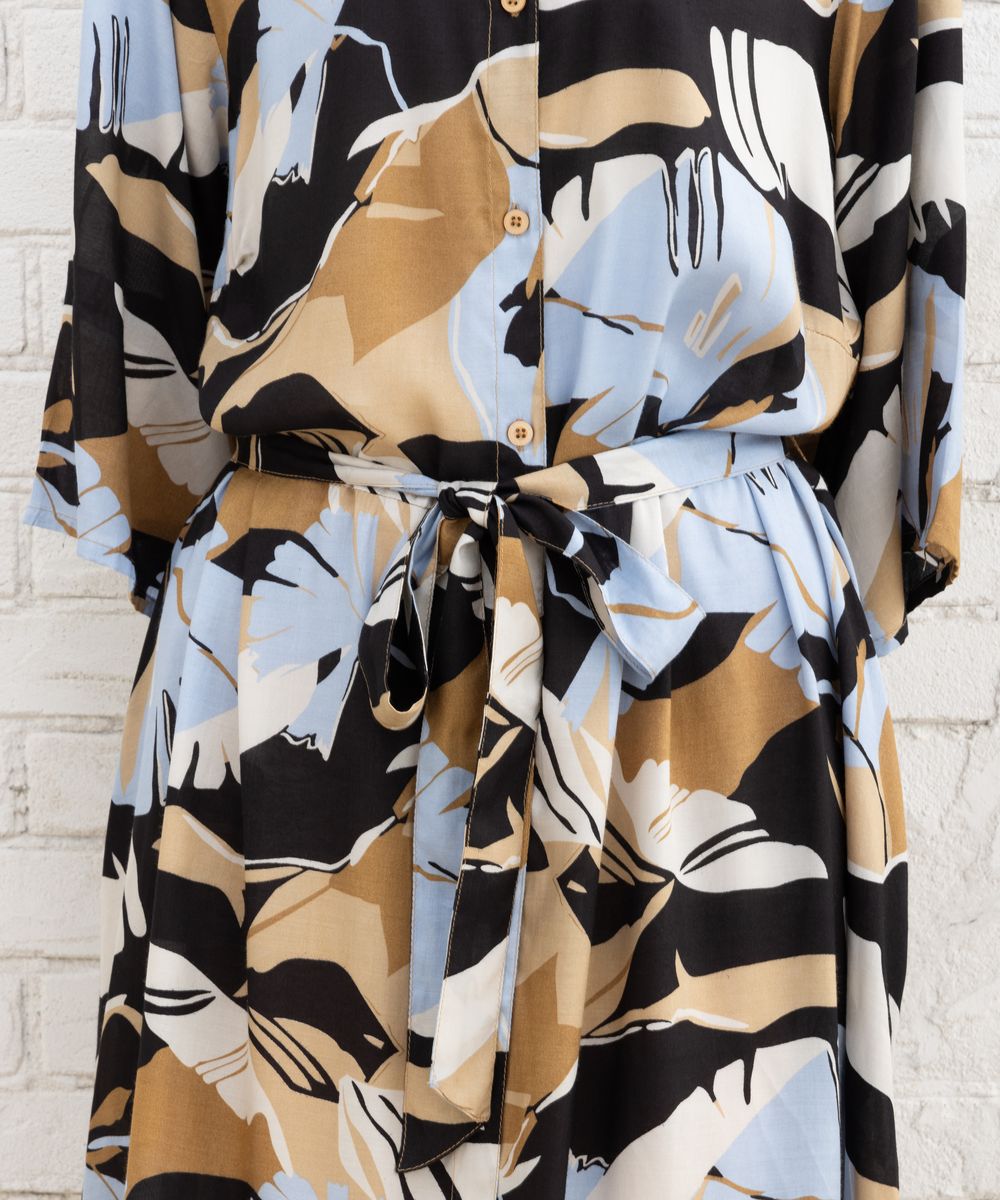 KAFFE curveモンステラプリントワンピース