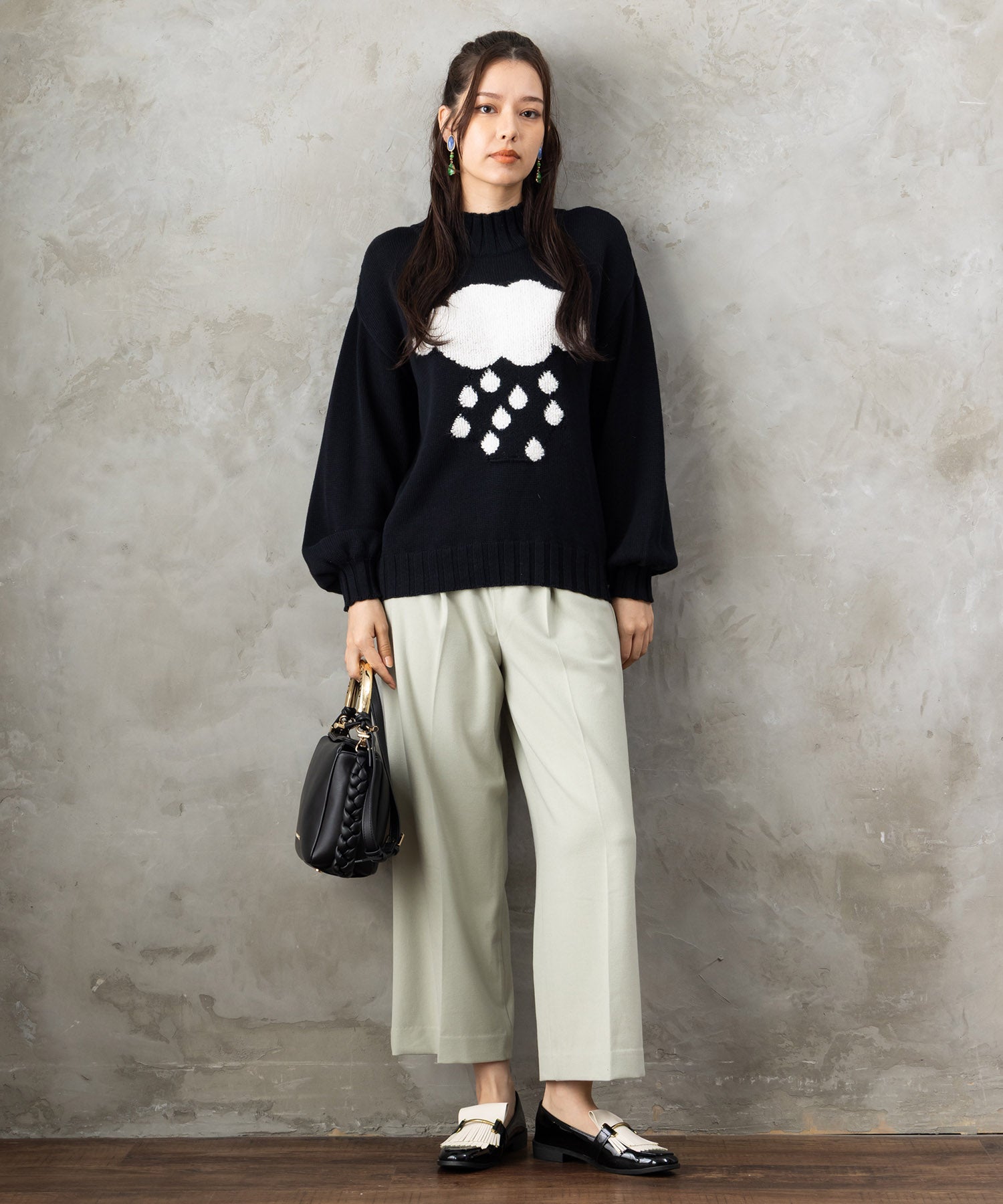 【JETSET SOLO PLUS】両面起毛ポケット釦ワイドパンツ