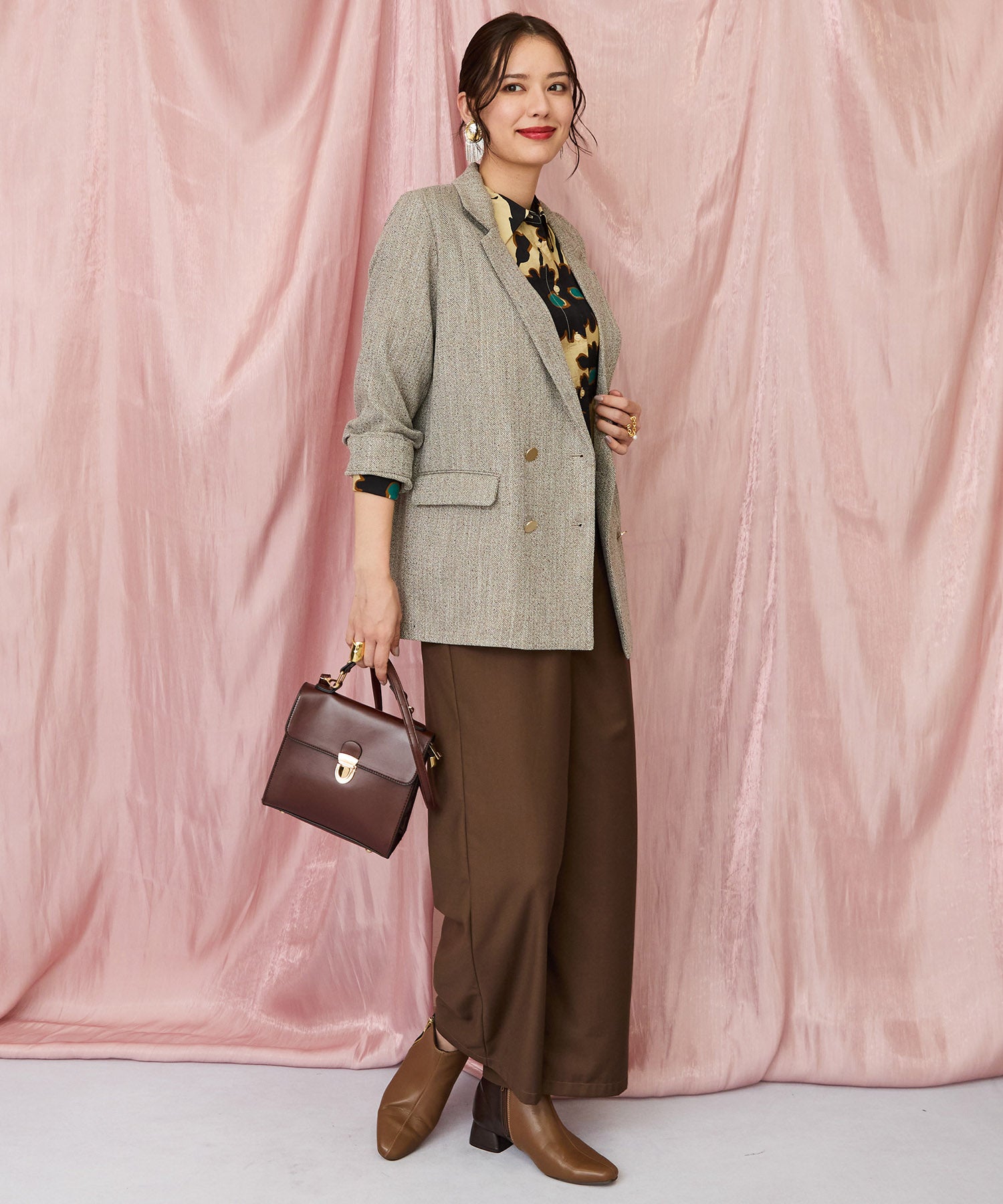 12-5890【FONT LAB】ウエストタックワイドパンツ