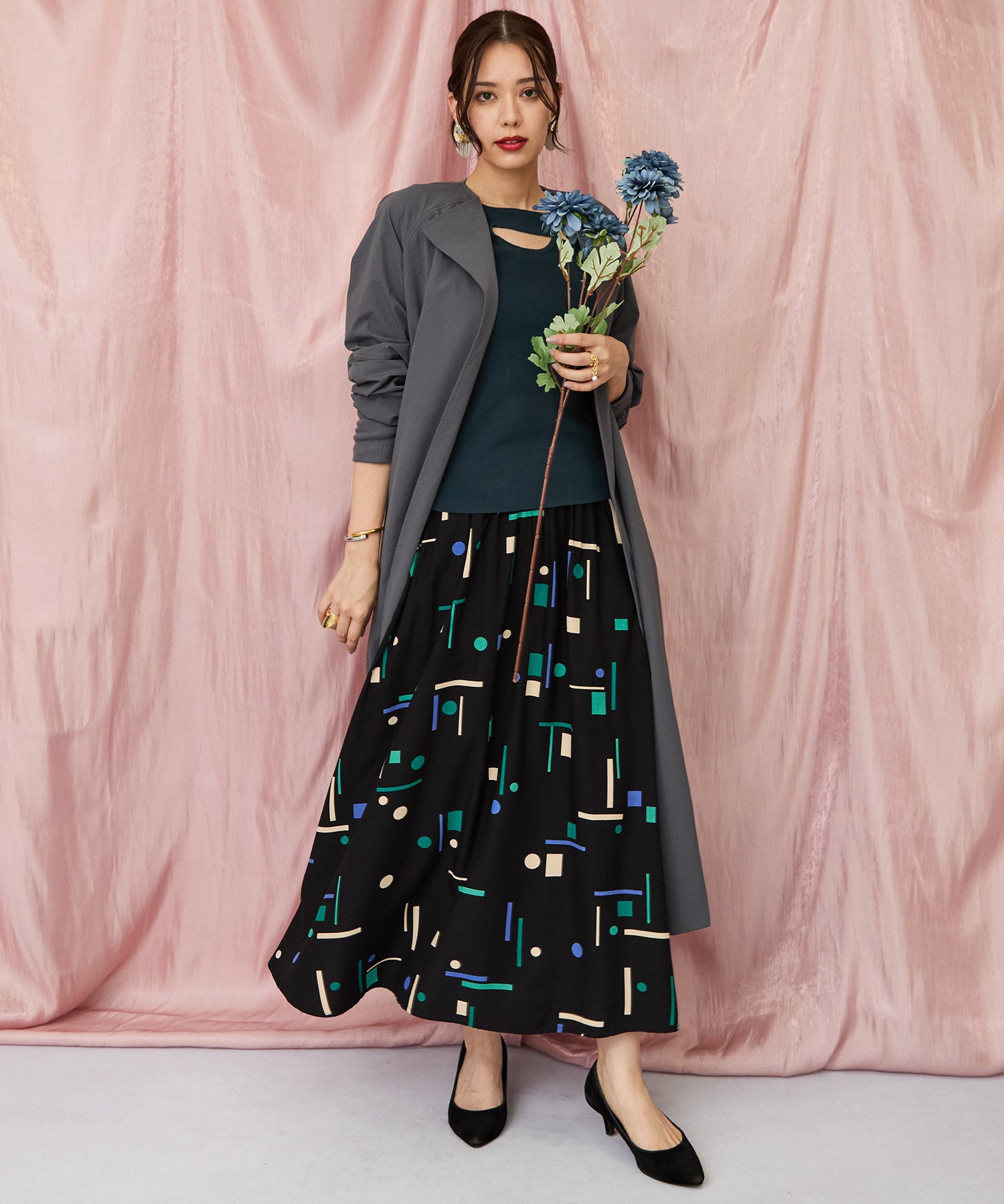 71-5584【FONT LAB】バイカラーリブスリーブコート