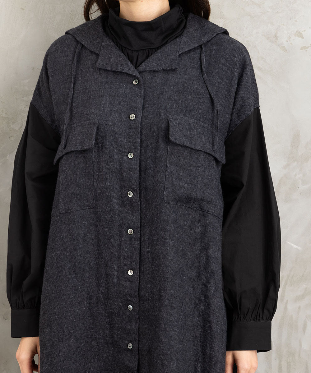 リネン起毛セーラーカラーワンピース