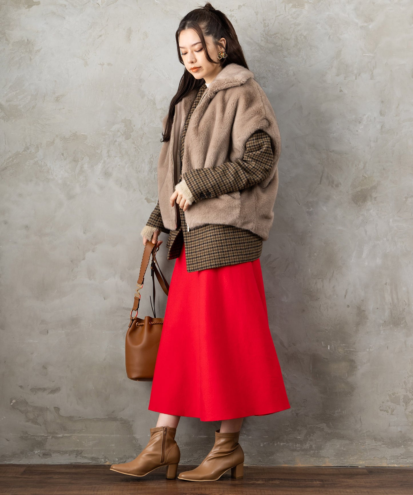 14-5887【FONT LAB】ミラノリブニットフレアスカート