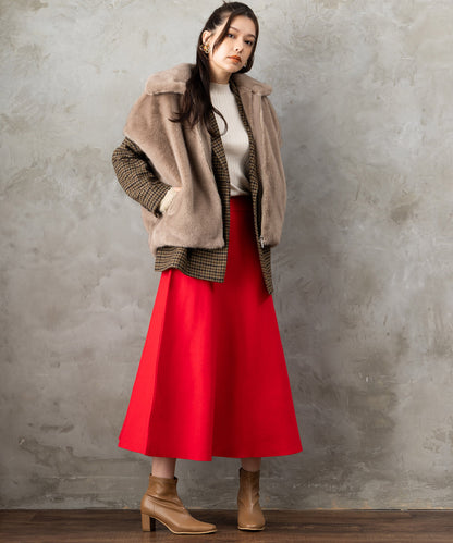 14-5887【FONT LAB】ミラノリブニットフレアスカート