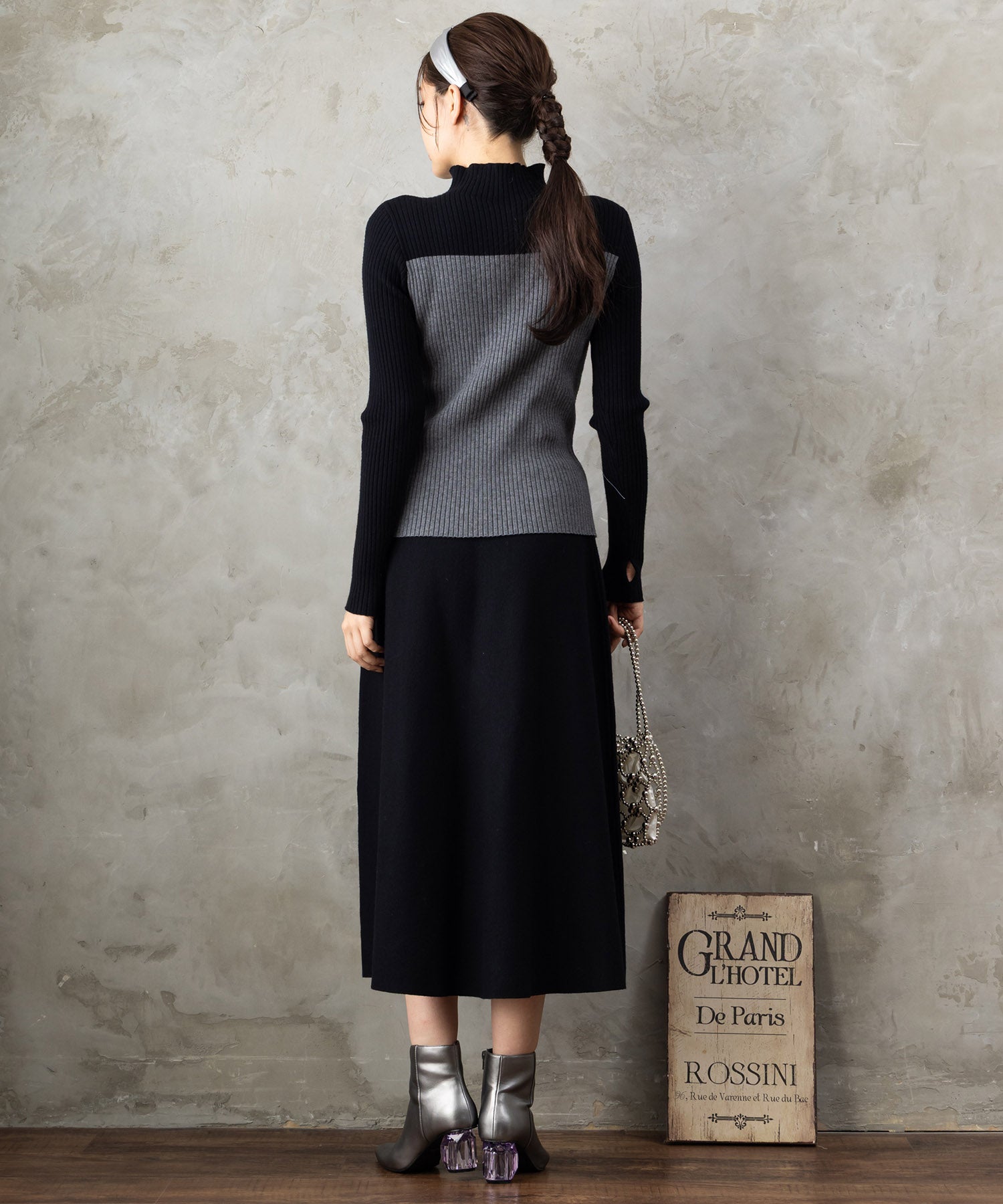 バイカラーボトルネックニット●BDKT-3◎ ナチュラルビューティーベーシック NATURAL BEAUTY BASIC ボトルネック