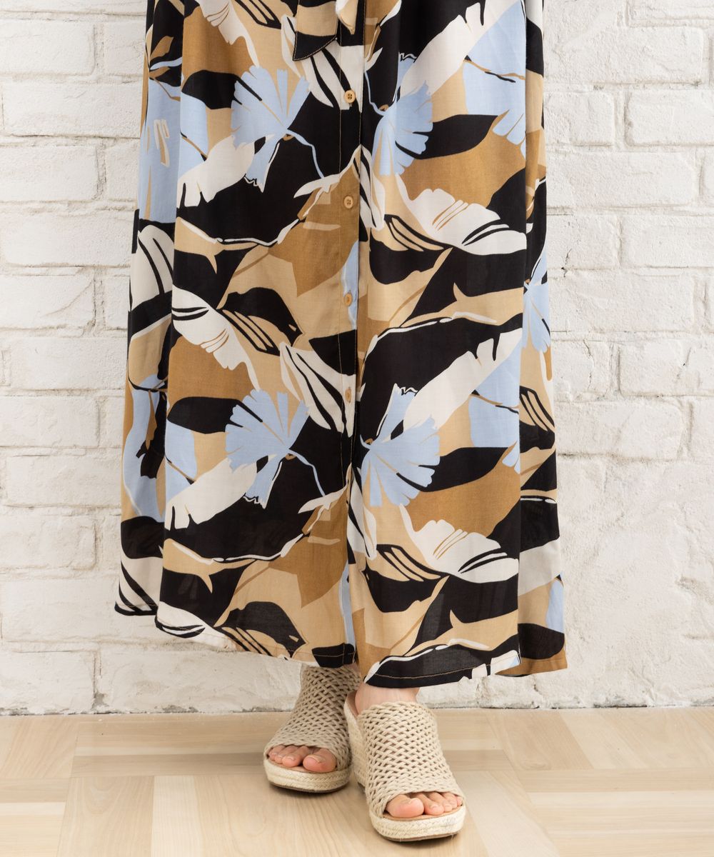 KAFFE curveモンステラプリントワンピース