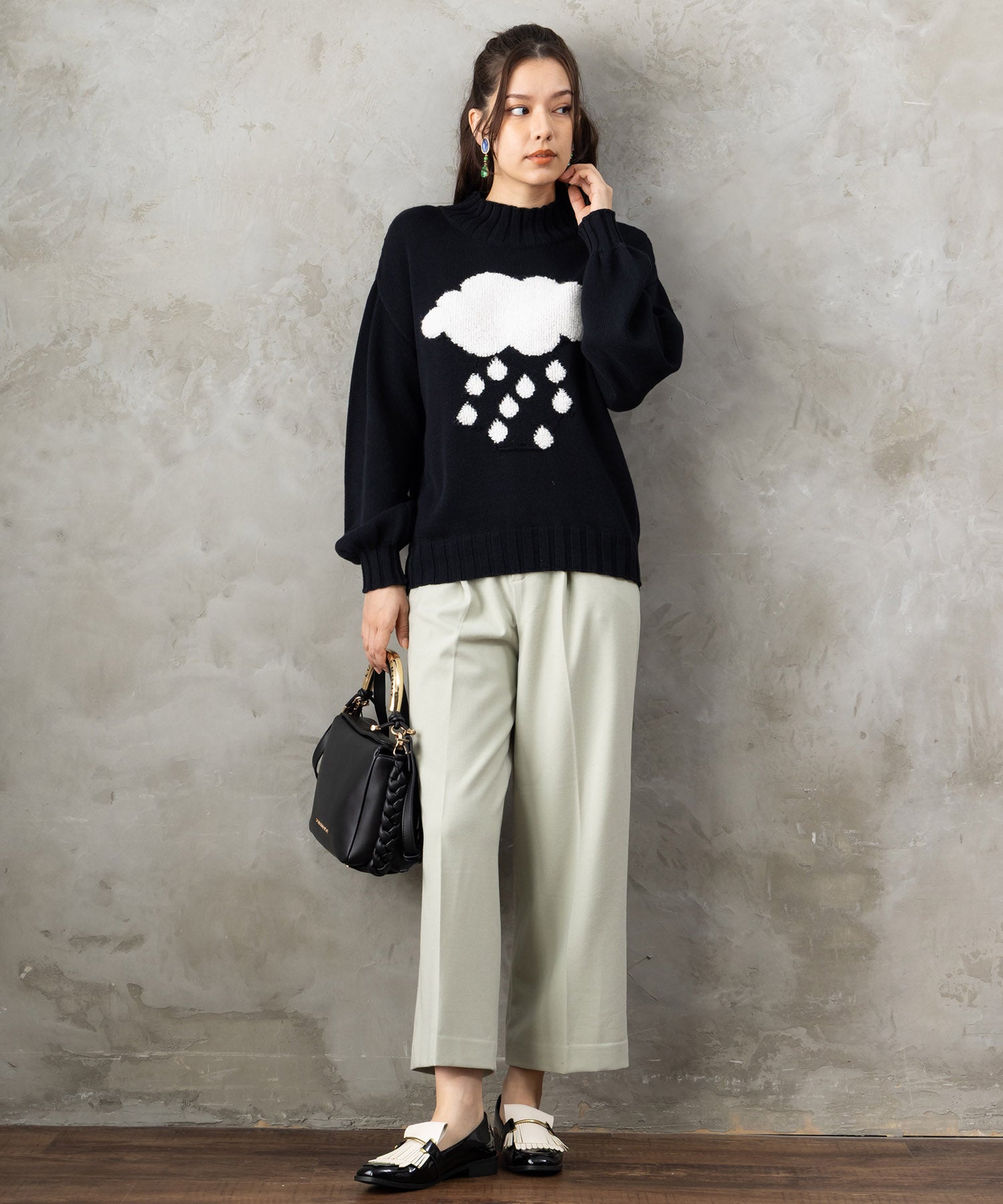 【JETSET SOLO PLUS】両面起毛ポケット釦ワイドパンツ