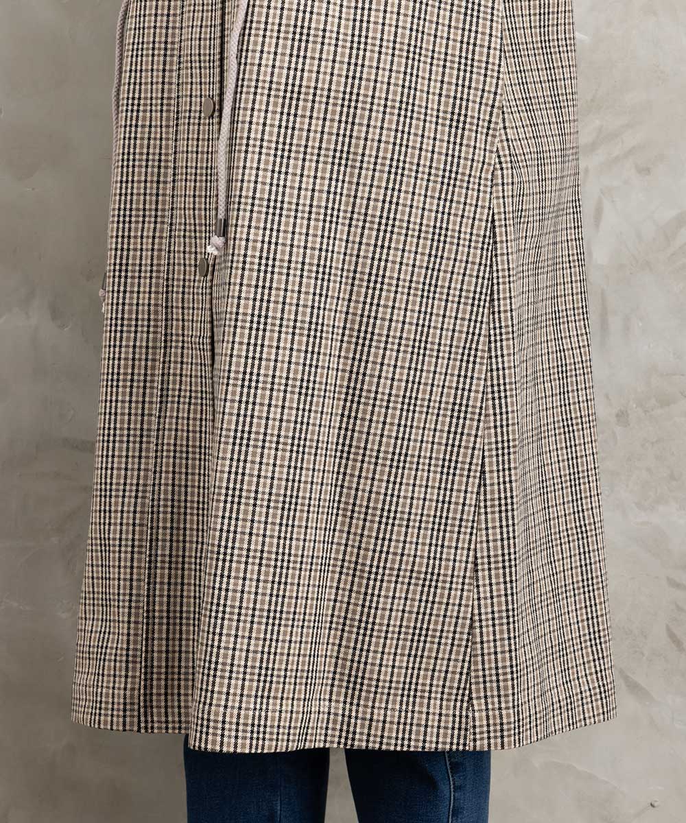 Humility ウエストドロストフーディチェックコート