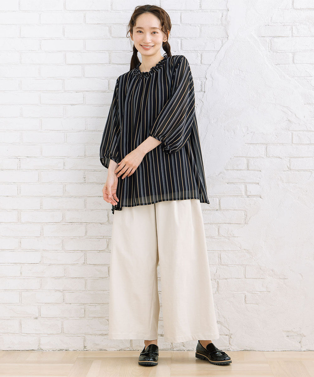 【sabstreet bis】【web限定】 ストレッチゆるタックワイドパンツ