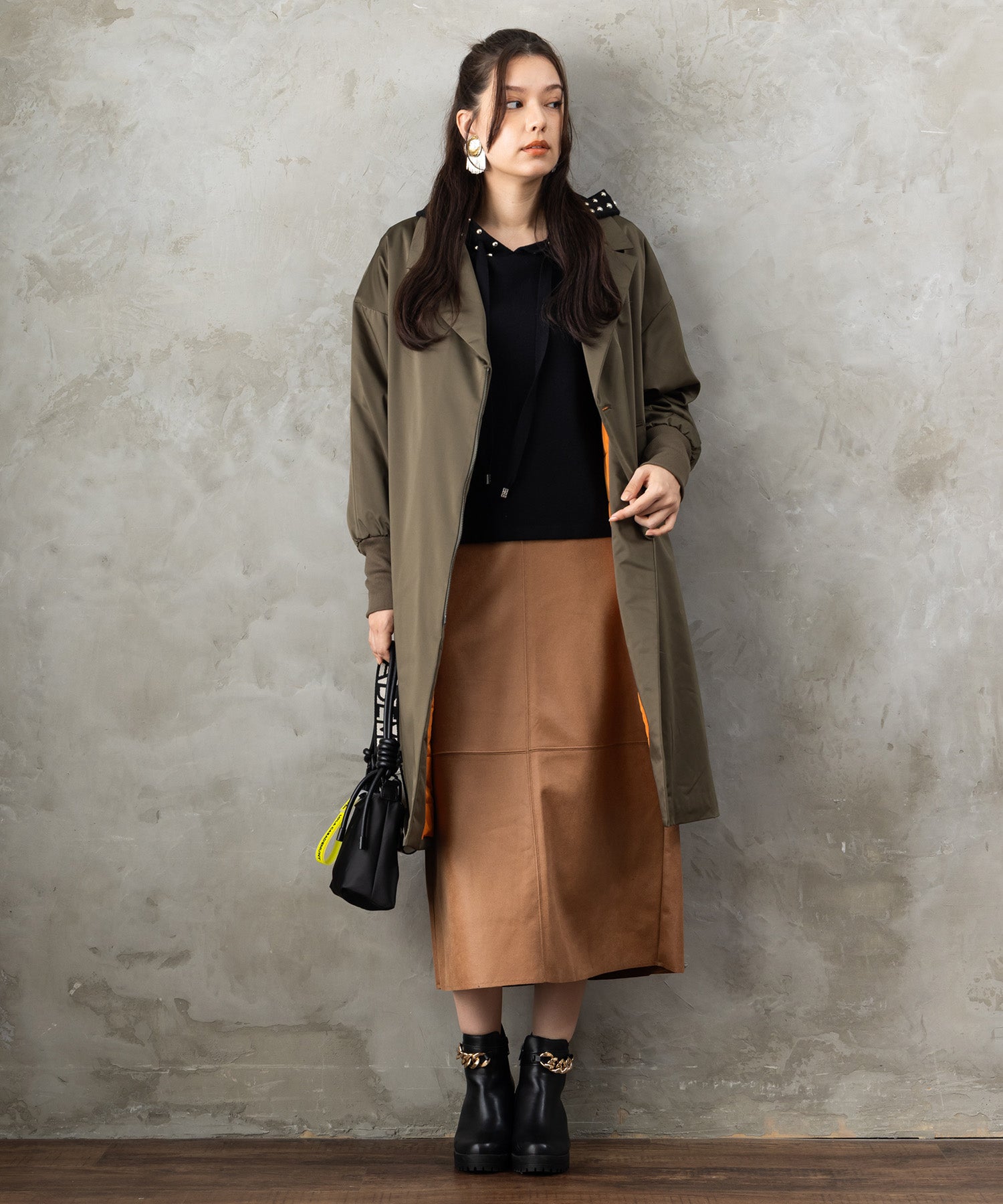 レディース フェイクレザー ミモレ丈 スカート｜JETSET SOLO PLUS