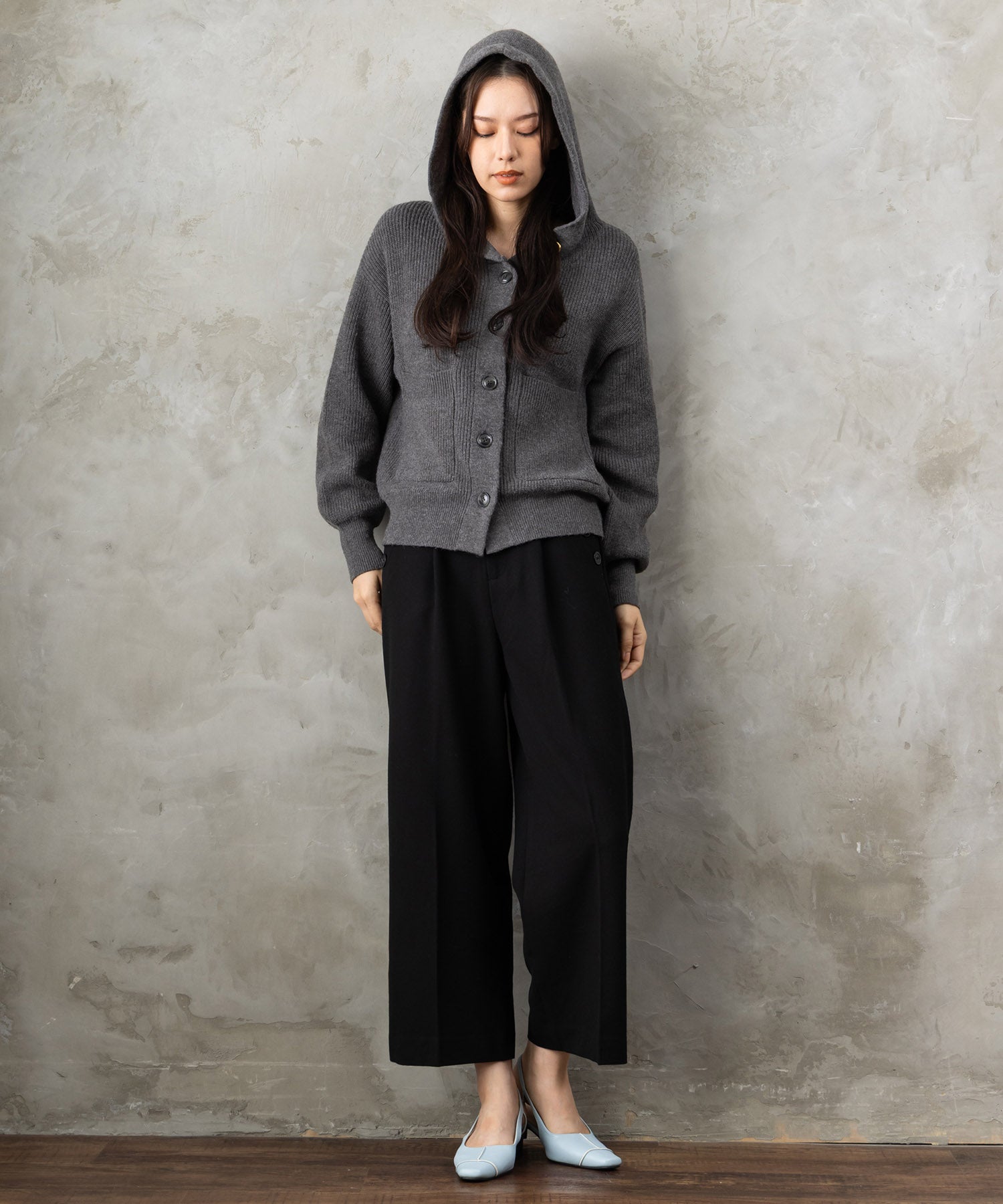 【JETSET SOLO PLUS】両面起毛ポケット釦ワイドパンツ