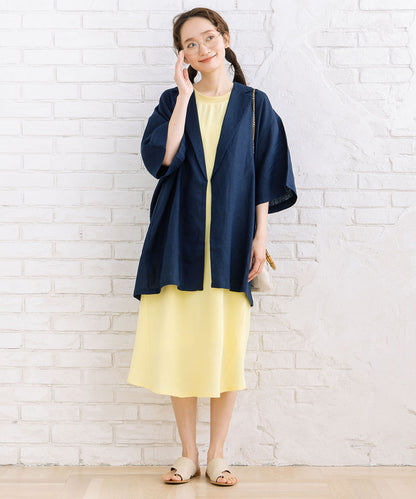 30-9697　【COOL・UV・防シワ】スムースジョーゼットリブワンピース