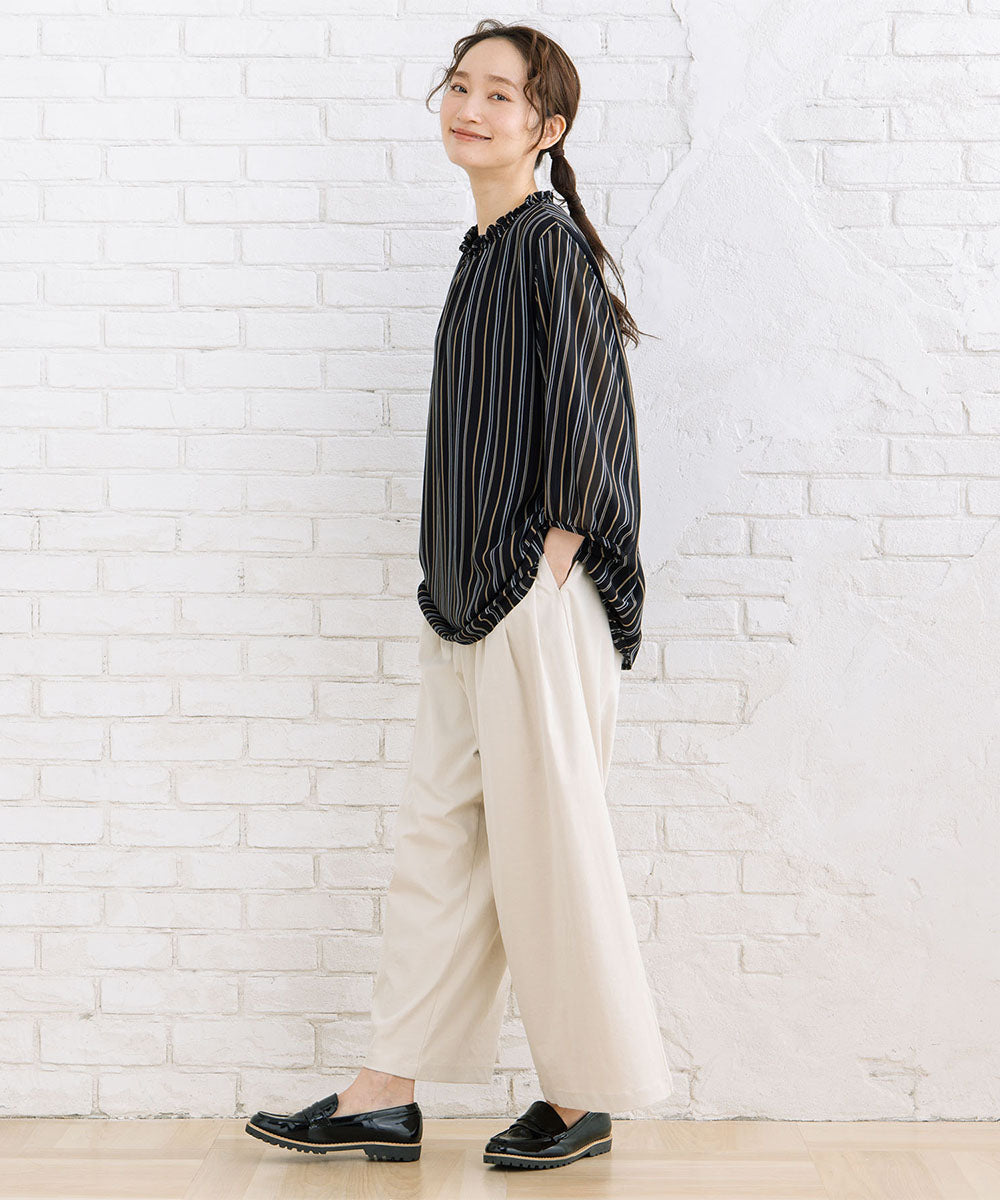 【sabstreet bis】【web限定】 ストレッチゆるタックワイドパンツ【先行予約】