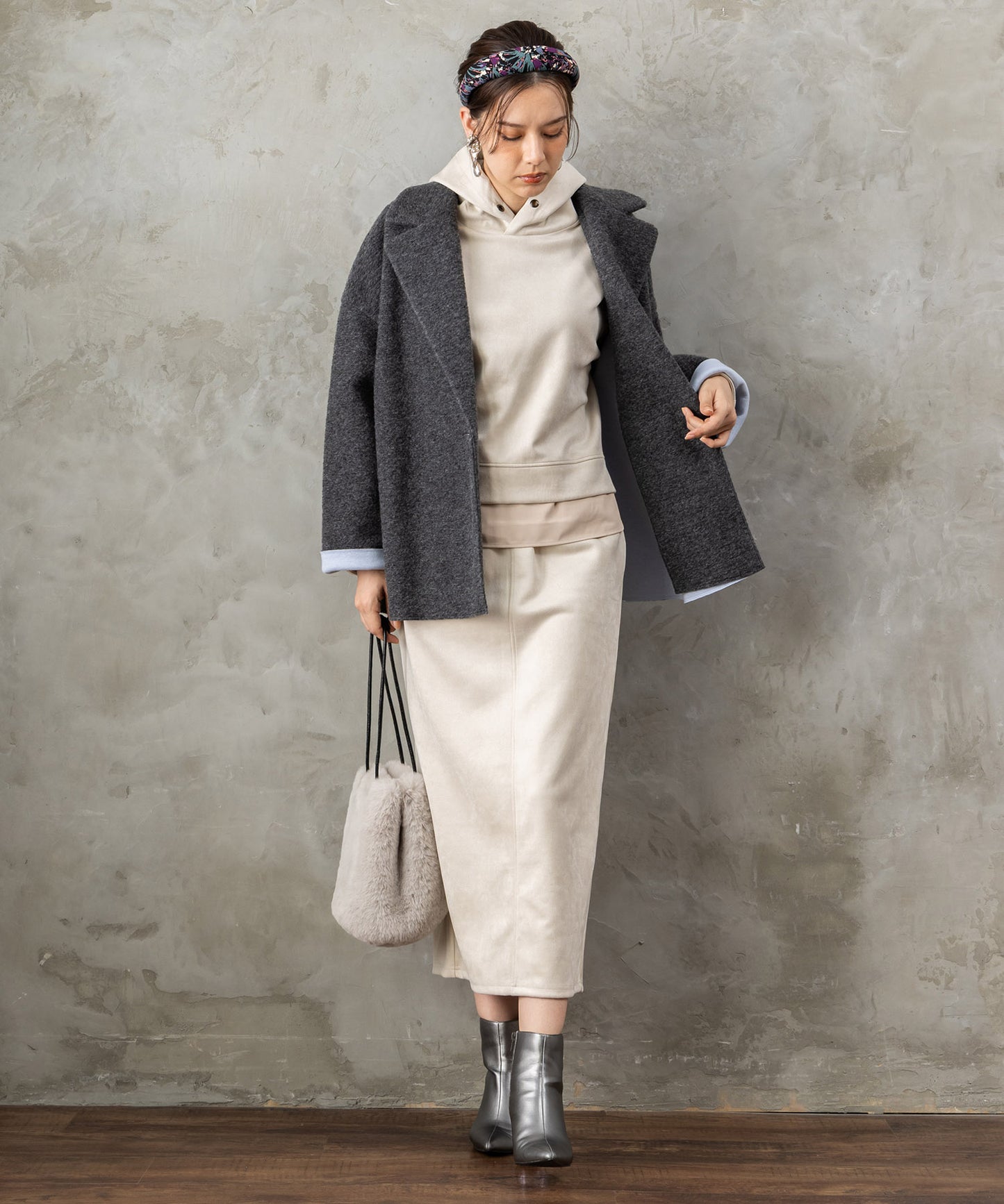 【FONT LAB】起毛ダンボールフーディーセットアップ