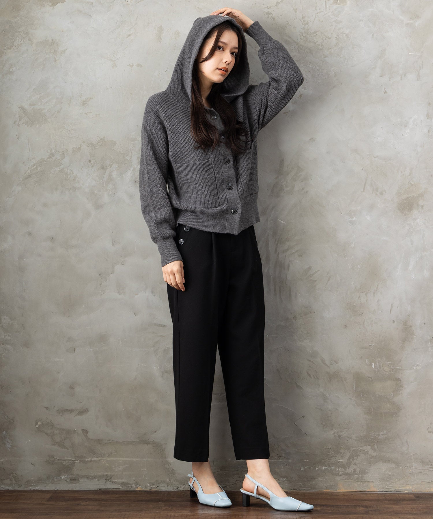 【JETSET SOLO PLUS】両面起毛ポケット釦ワイドパンツ