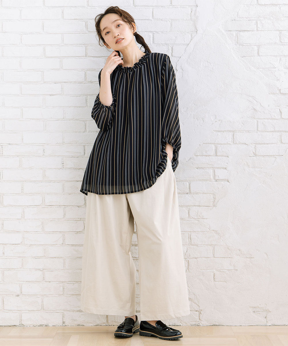 【sabstreet bis】【web限定】 ストレッチゆるタックワイドパンツ