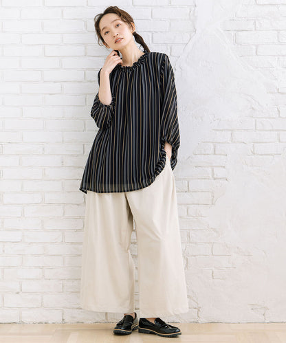 【sabstreet bis】【web限定】 ストレッチゆるタックワイドパンツ