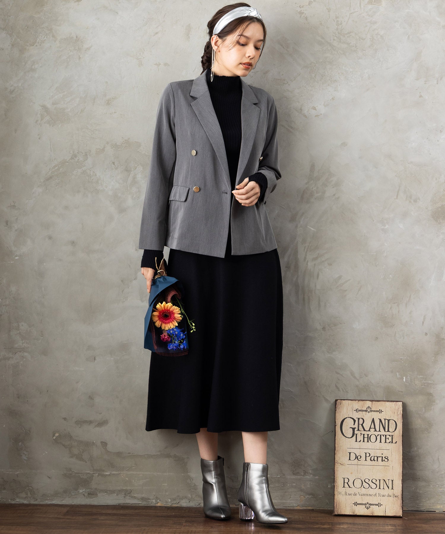 【待望の再入荷！予約受付中】【FONT LAB】バイカラーボトルネック×ケープアンサンブル