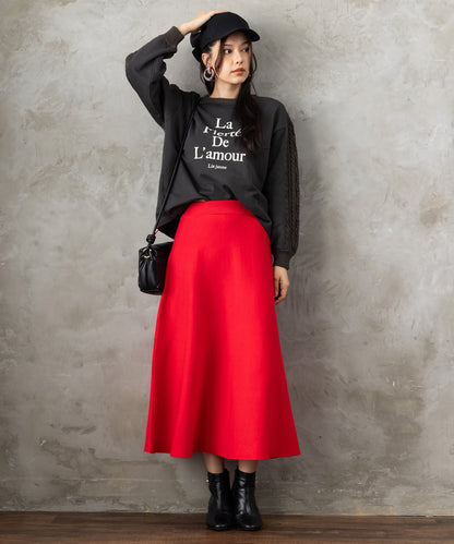 14-5887【FONT LAB】ミラノリブニットフレアスカート