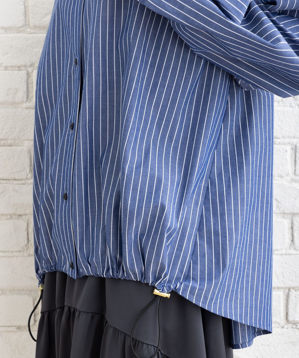 【先行予約】 【大きいサイズ】 21号(6L～) FONTLAB ラメストライプシャツ - 大きいサイズ レディース ファッション ブランド 通販