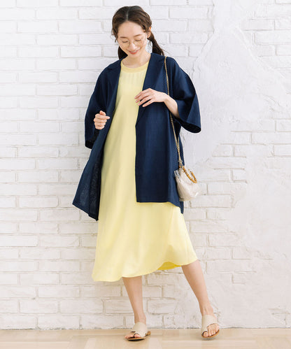 30-9697　【COOL・UV・防シワ】スムースジョーゼットリブワンピース