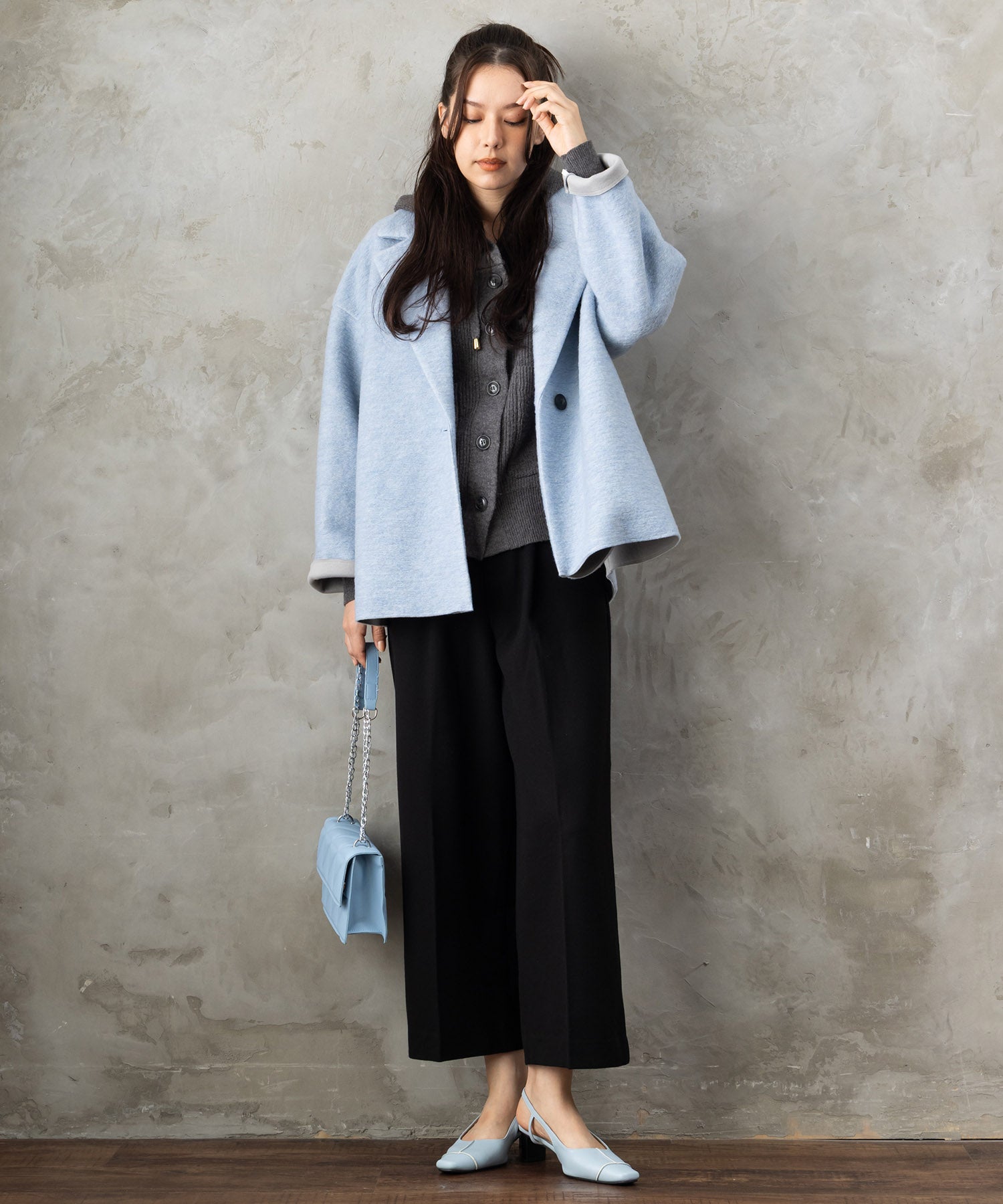 【JETSET SOLO PLUS】両面起毛ポケット釦ワイドパンツ