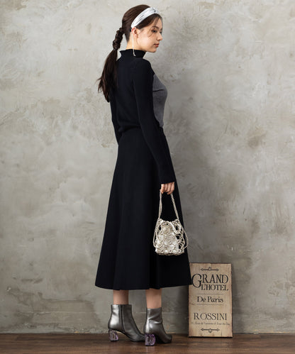 14-5887【FONT LAB】ミラノリブニットフレアスカート