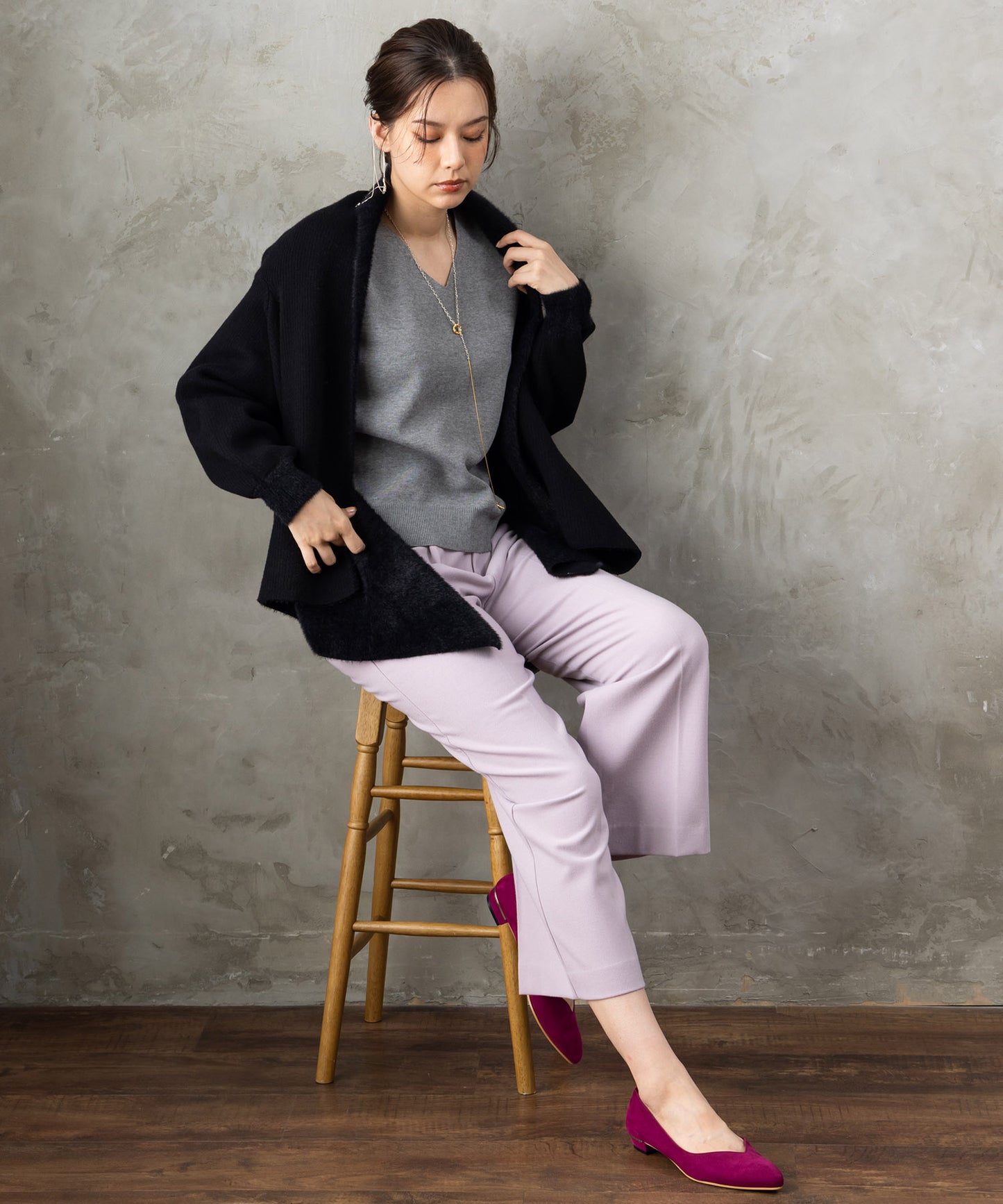 【JETSET SOLO PLUS】マシュマロタッチミラノVネックニット