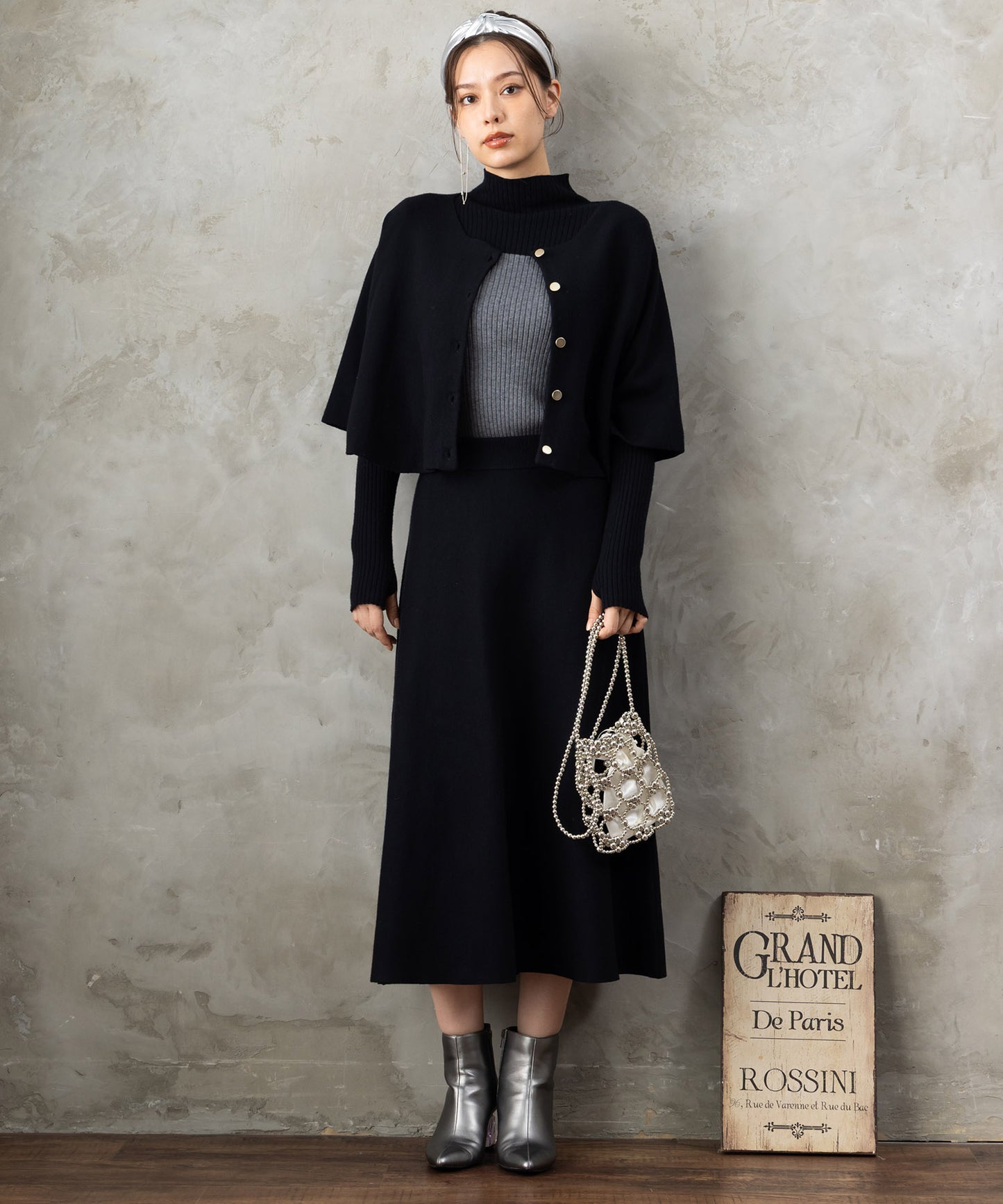 14-5887【FONT LAB】ミラノリブニットフレアスカート