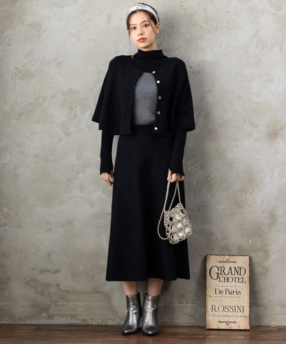 14-5887【FONT LAB】ミラノリブニットフレアスカート