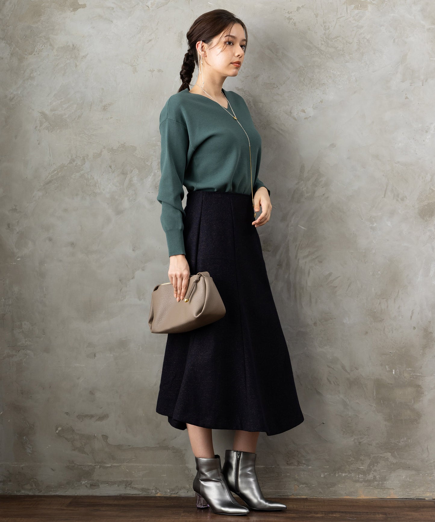 【JETSET SOLO PLUS】マシュマロタッチミラノVネックニット