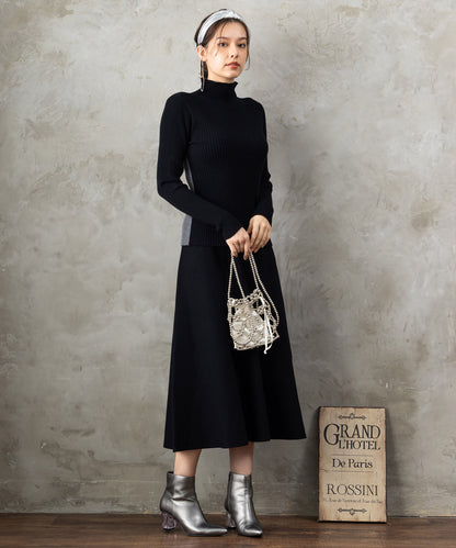 14-5887【FONT LAB】ミラノリブニットフレアスカート