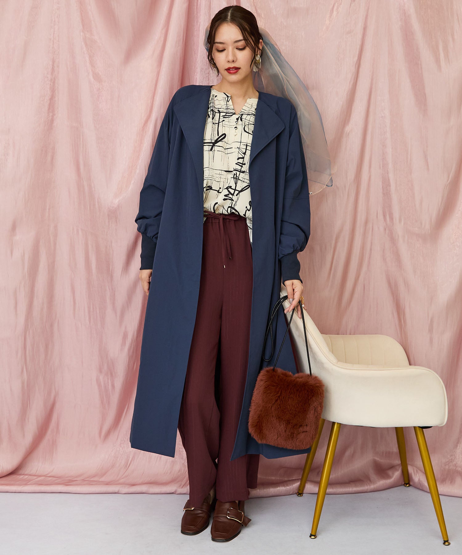 71-5584【FONT LAB】バイカラーリブスリーブコート