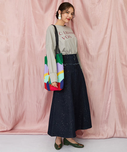 61-5847【FONT LAB】フロッキーロゴシルケットロングTシャツ