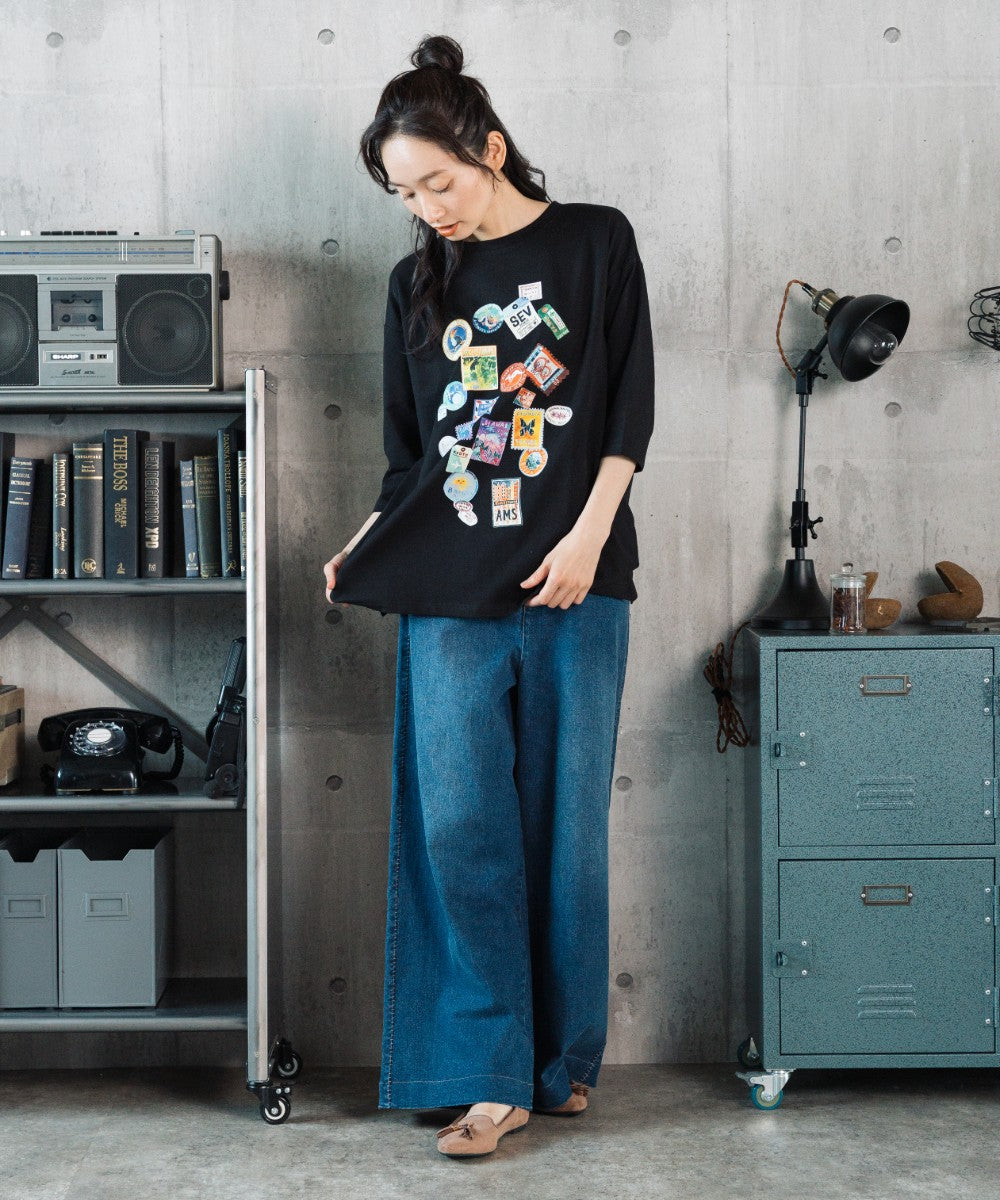 Bleu tango [Rogique]Jorney Memoriesプリント七分袖Tシャツ