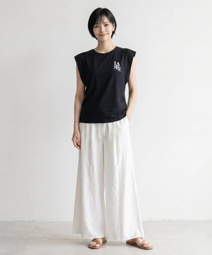 【FONT LAB】カットジョーゼットオーガンジーコンビロゴTシャツ