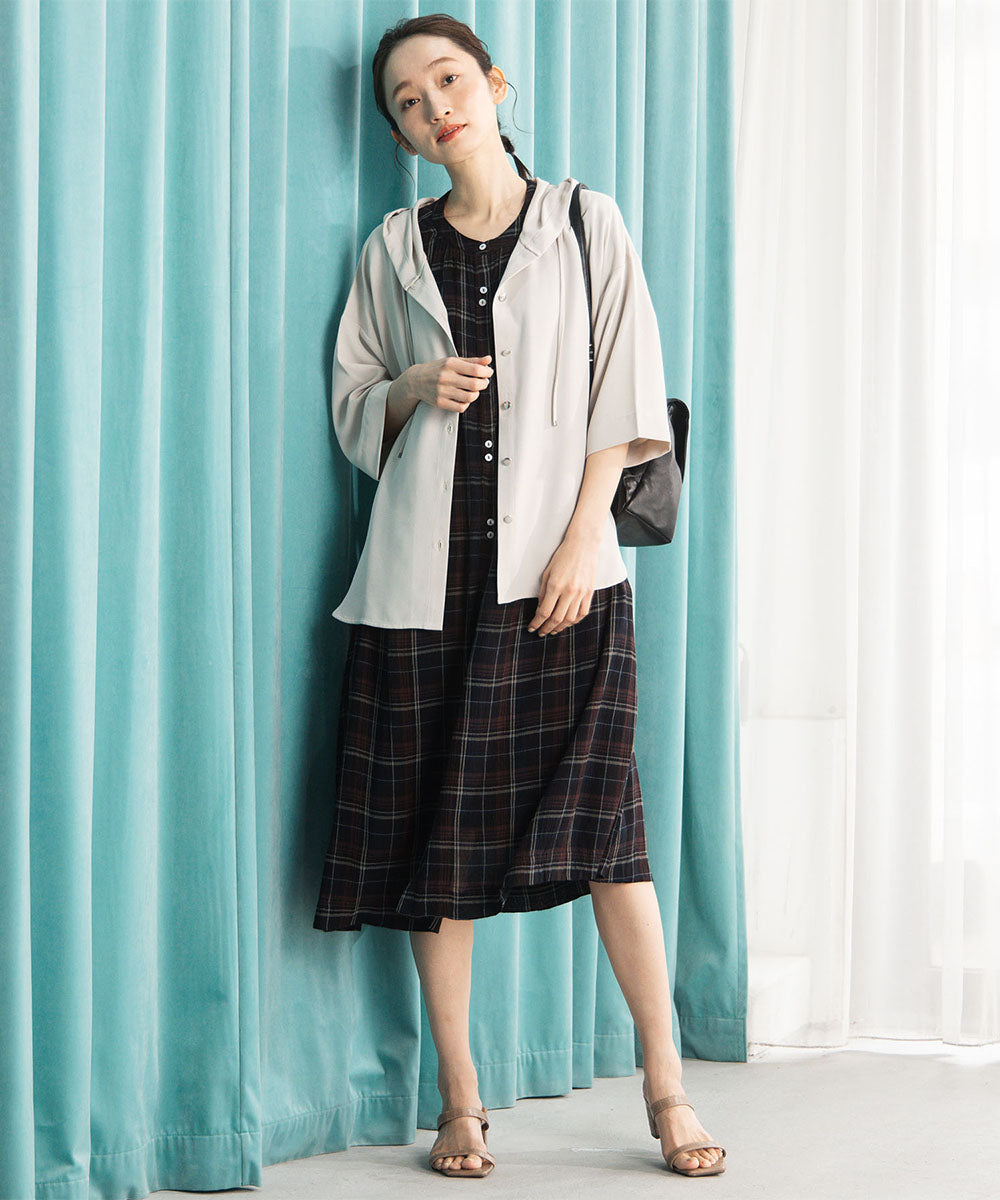 23-5475　【COOL・UV・防シワ】スムースジョーゼットフーディブルゾン【先行予約】