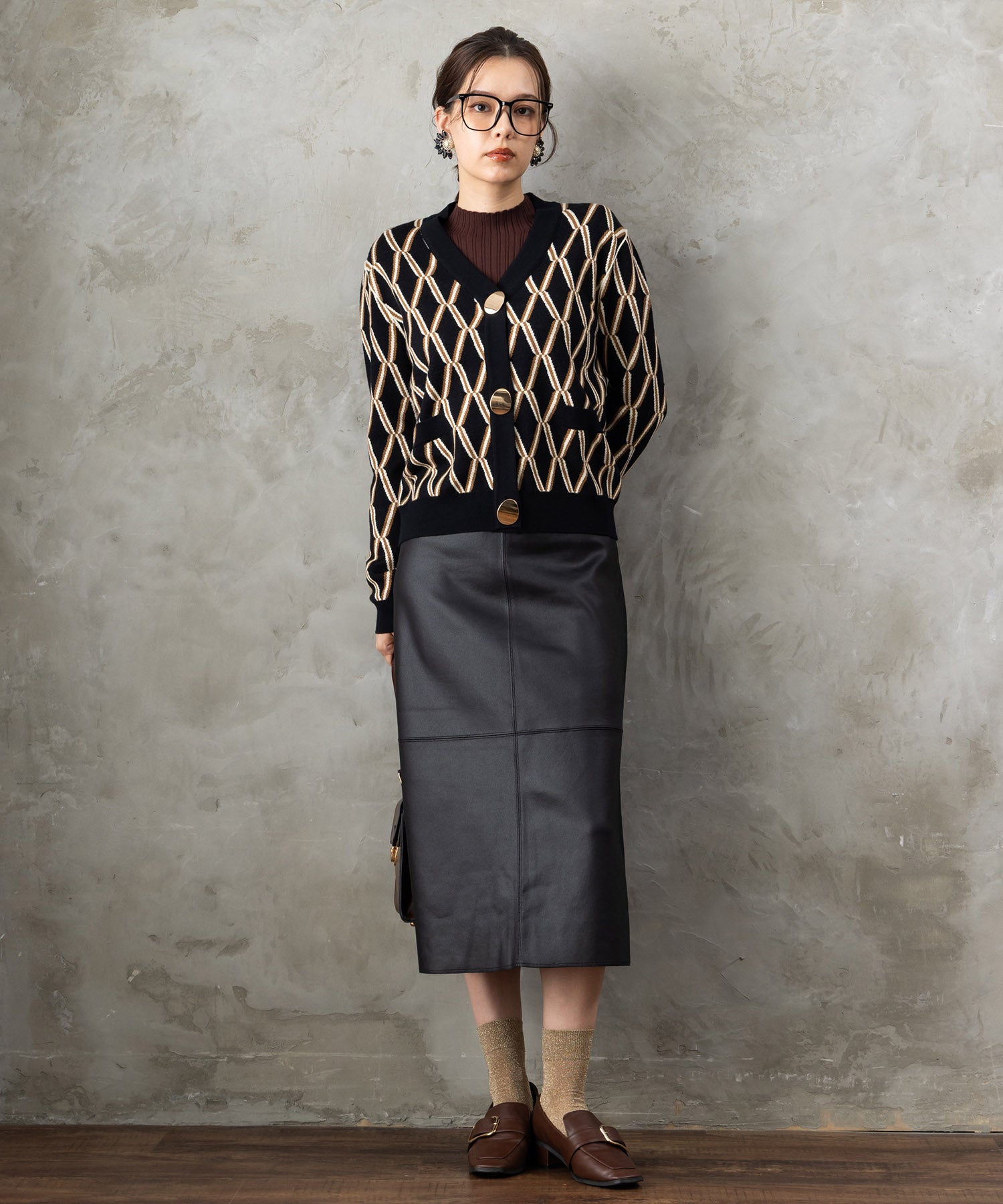 SKATIE】ジオメトリックジャガードカーディガン｜ファッション通販の