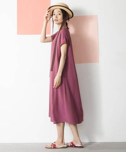 30-9697　【COOL・UV・防シワ】スムースジョーゼットリブワンピース